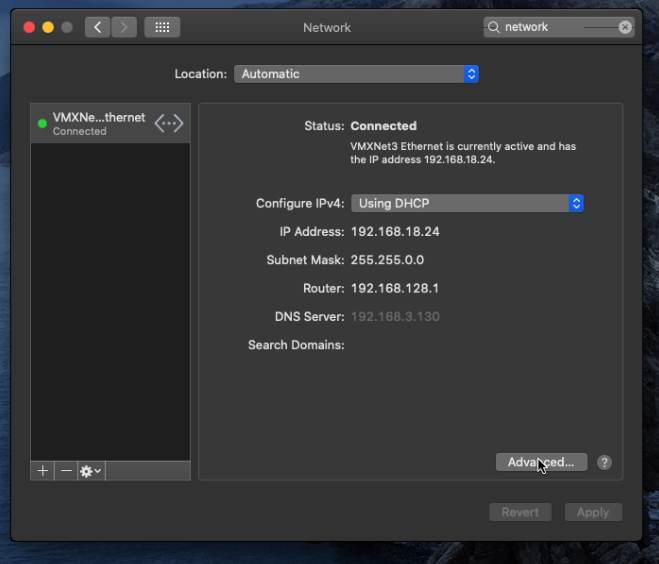 macos network advanced button