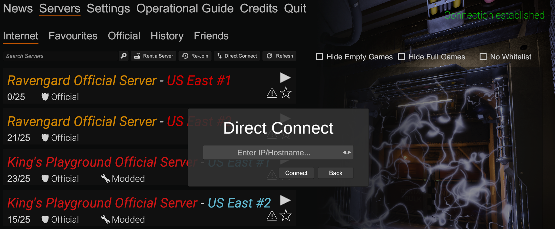 Connecting to the server