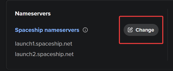 spaceship nameservers custom dns